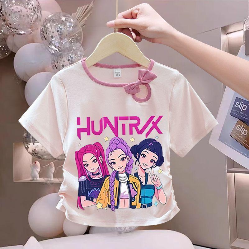 Girls' Fashionized Witch-Hunting Girl Group Top - Summer Children's Round-neck Short-sleeved Pure Cotton T-shirt