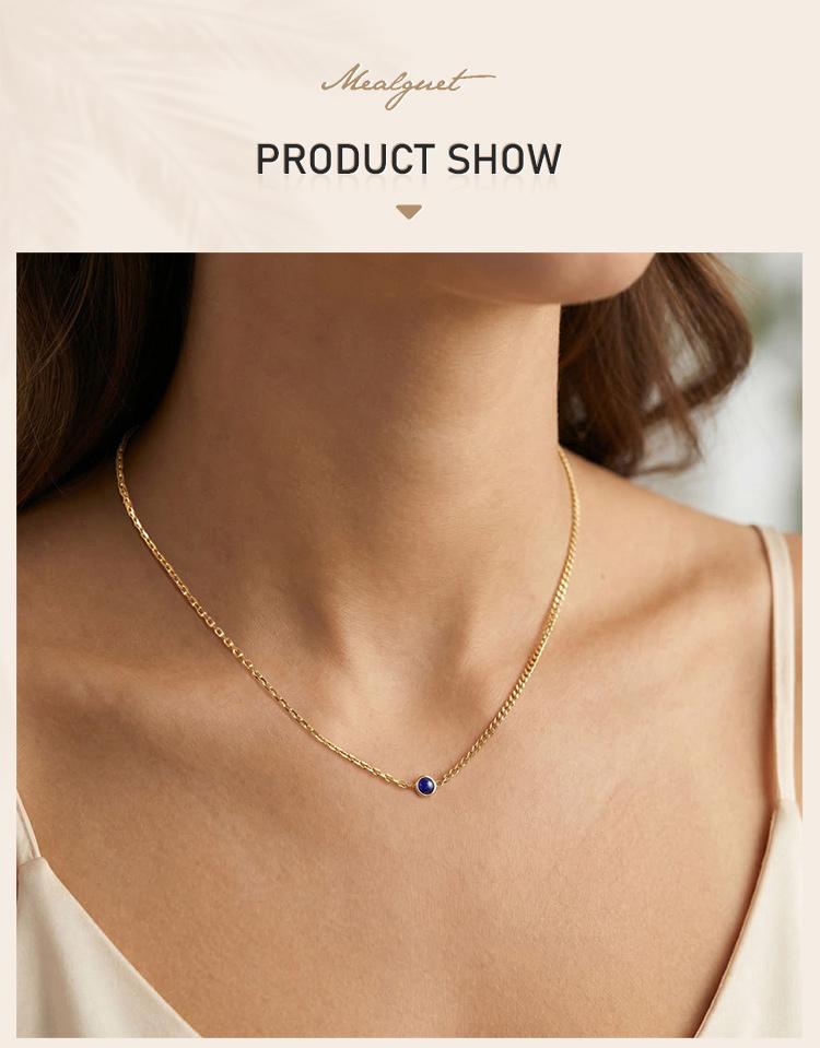 Collana in Acciaio Inossidabile Pietra Naturale Pietra Preziosa Colorata Collane a Stazione Gioielli Impermeabili da Donna