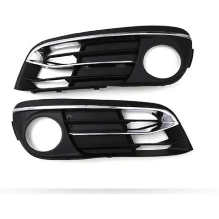4Pcs/Set Front Bumper Fog Light Lamp Chrome Grill, Compatible For BMW 5 Series F10 F11 F18 LCI 2014 2015 2016 2017 51117331737 51117417785(A)