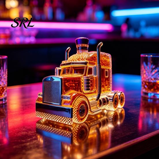 Liquor Storage Truck-Shaped Glass Whiskey Decanter, Vintage Carafes for Spirits, Bottle with Airtight Seal, Home Bar Decor Spirits
