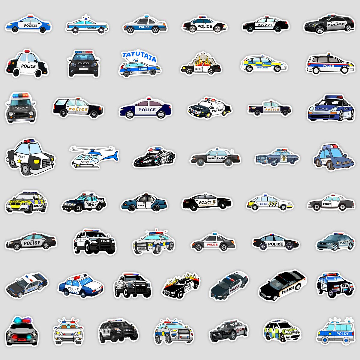 

50 Мультяшных Наклеек Дудлов Полицейская Машина Чемодан Автомобиль Ноутбук Скейтборд Мобильный Телефон Водонепроницаемые Декоративные Наклейки