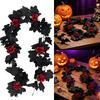 Halloween Schwarzer Ahorn Rosenkette, 65,98 Zoll Seiden-Feiertagsverzierung für Türrahmen, Regal und Heimdekoration Innenbereich