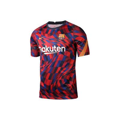 FC Barcelona Sezóna 20-21 Domácí Mřížkový Fotbalový Dres s Krátkým Rukávem Pánské Topy Multi CD5812-658