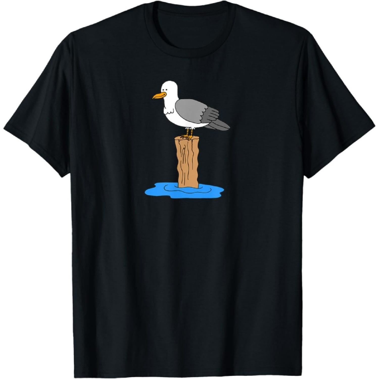 Милая футболка с мультяшной чайкой S