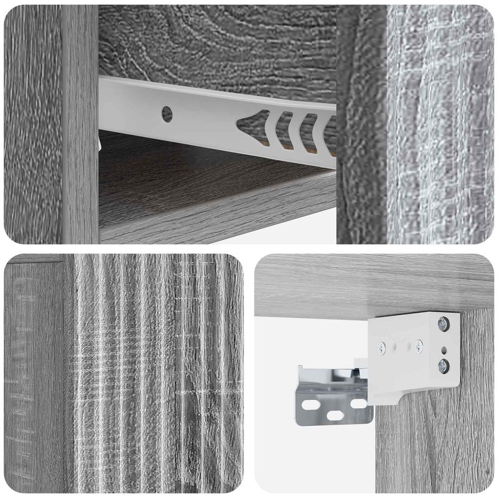 Wall Mounted Nightstand Grey Sonoma 49 x 34.5 x 20 cm