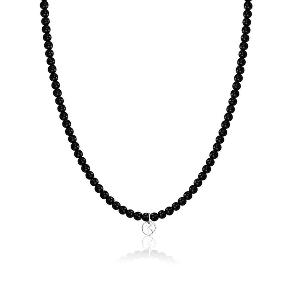 [Elle] Signature Black Onyx Stone Necklace Elbrnn228