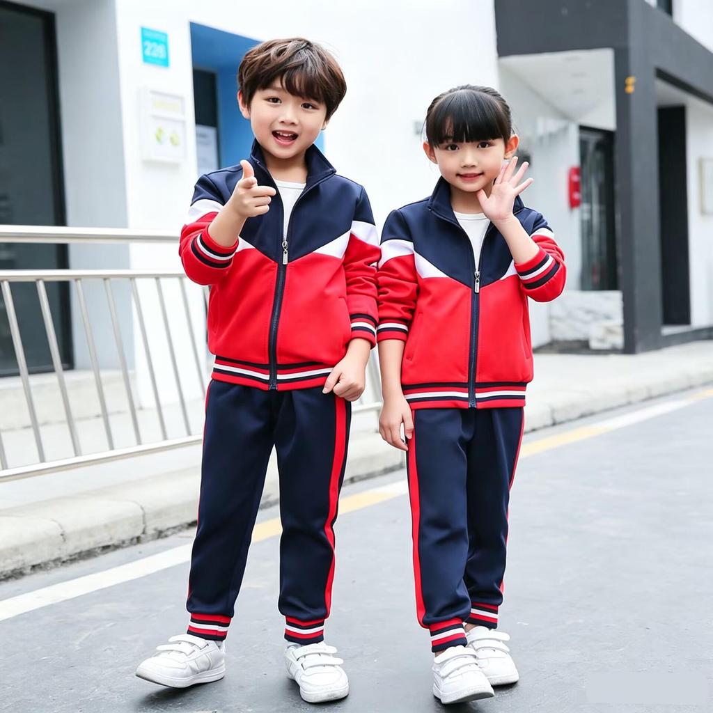 Unisex British Style School Uniform: Spring & Autumn Sports Suit for Children