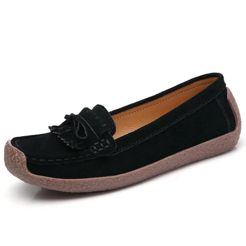 

Женские лоферы, женские туфли на плоской подошве, туфли из натуральной кожи, женские мокасины, женские замшевые туфли без шнуровки 43 чёрный