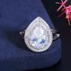 CMM Classic Women Engagement Party Jewelry High Quality Big Tear Drop Green Rings with Zirconia