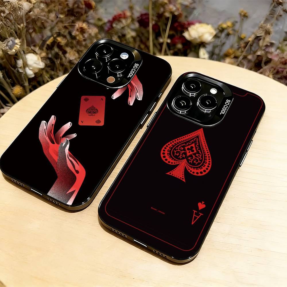 Ace Of Spades Poker Phone Case For iPhone 17,16,15,14,13,12,11 Plus,Pro Max,XS,Colorful Silver Phone case Funda Cover