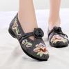 Ethnic style embroidered shoes Laobei cloth shoes women's shoes autumn shallow mouth strap embroidered shoes square dance dancing shoes mother shoes