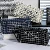 1pcs Mewo Cat Plaid Pencil Case Pen Bag Double Line Lattice Cute Kitties Large Capacity Handle Bag Storage Pouch