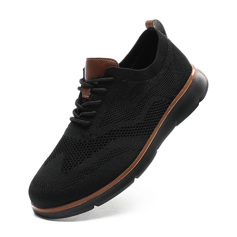Fashion Retro Style Men's Casual Shoes Lightweight Knitted Walking Shoes Breathable Mesh Outdoor Traveling Flat Shoes