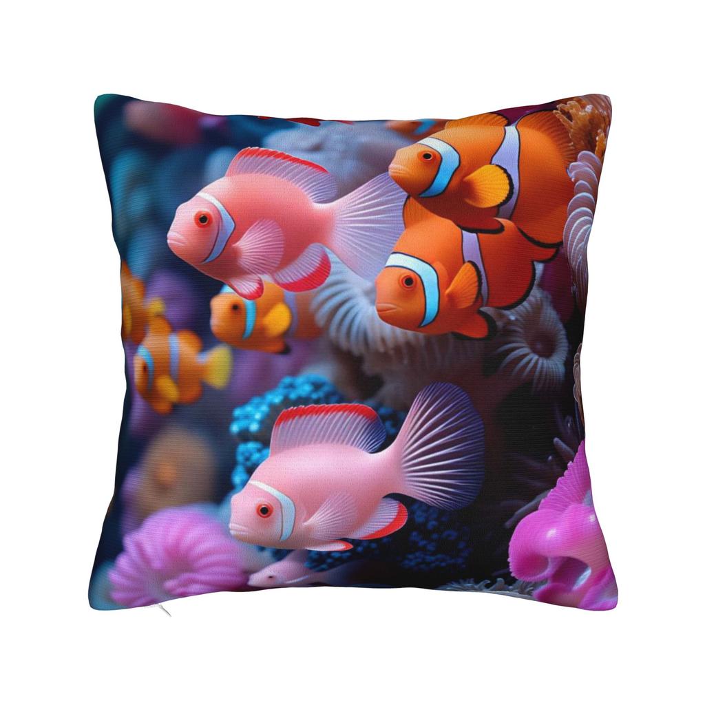 Pillow Case Beautiful Underwater World Colorful Fish Comfy Pillow Cover For Couch Sofa Bedroom Kawaii Pillowcases