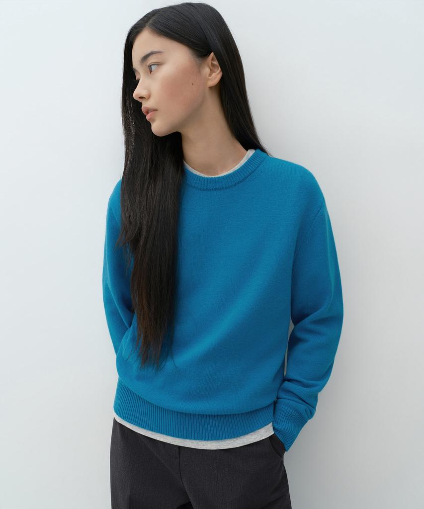 MUSINSA STANDARD WOMAN [Victoria Wool] Women'S Crew Neck Knit [Teal Blue]
