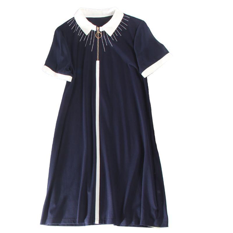 White Lapel Silk Cotton Dress