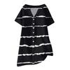 Women Fashion Casual V-neck Short Sleeve Button Stripe Print Dress