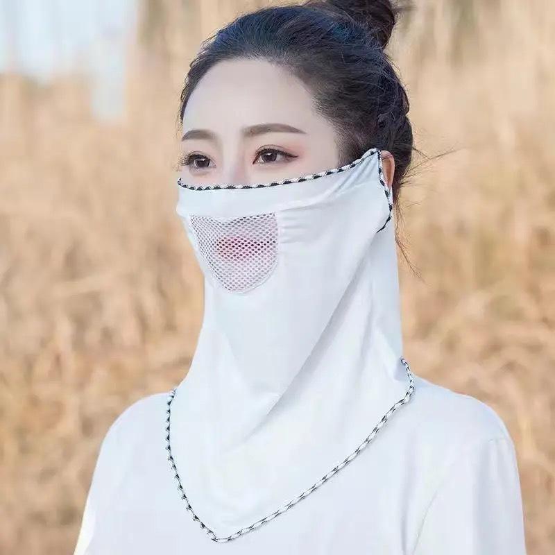 

Ice Silk Mask Summer Breathable Mesh Cycling UV Protection Bandana Mask Moister Wicking Outdoor Neck Gaiter Women Face Cover белый