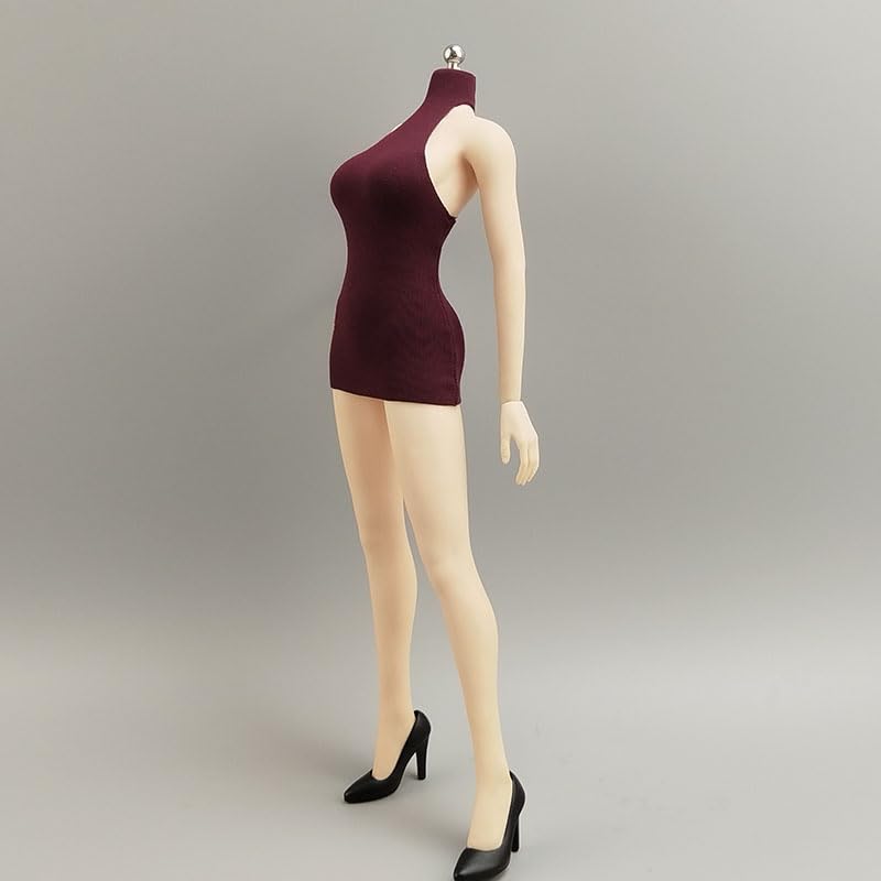 HAMRETHYPPZ 1/6 Scale Costume, 1/6 Scale Figure Clothes, Female, Sexy Dress, Sexy Miniskirt (Body, Head, Shoes, Etc. Not Included) (Dark Red)