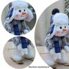 Cartoon Blue Fabric Snowman Doll Fabric Christmas Snowman Doll Swinging Skiing Doll  Xmas Gift
