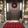 Checkerboard Pattern Outdoor Door Mat Minimalist Non-Slip Absorbent Home Decorative Rug for Entryway Porch Bathroom Kitchen