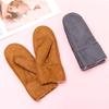 1Pair Heated Mittens Winter Riding Outdoor Windproof Full Finger Warm Gloves Cashmere Gloves Soft Warm Faux Fur Suede Leather