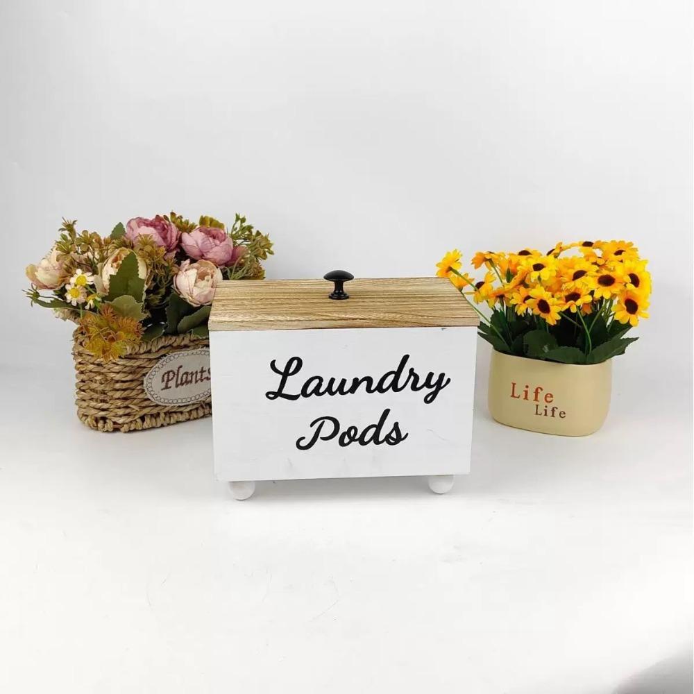 Wooden Cotton Pads Storage Box 1/3 Grids with Lid Lady Pad Storage Container Large Capacity Dust Proof Tampon Holder Bathroom