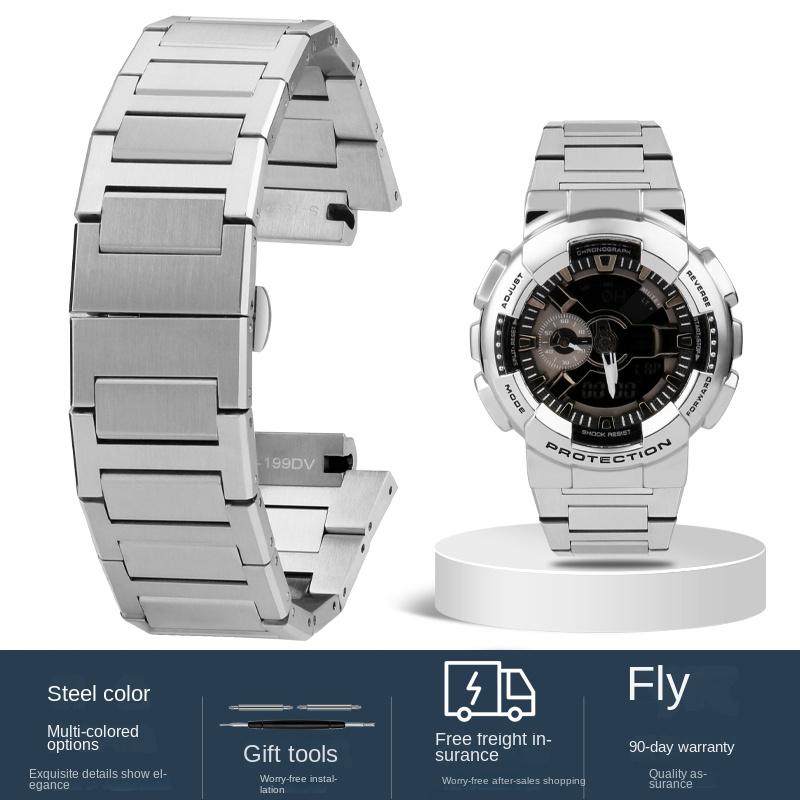 Small Gun Metal Men Watchband For Casio GM-110 GA-110 GM-110GB Strap GSHOCK DW5600 Stainless Steel Watch Bracelet Accessories