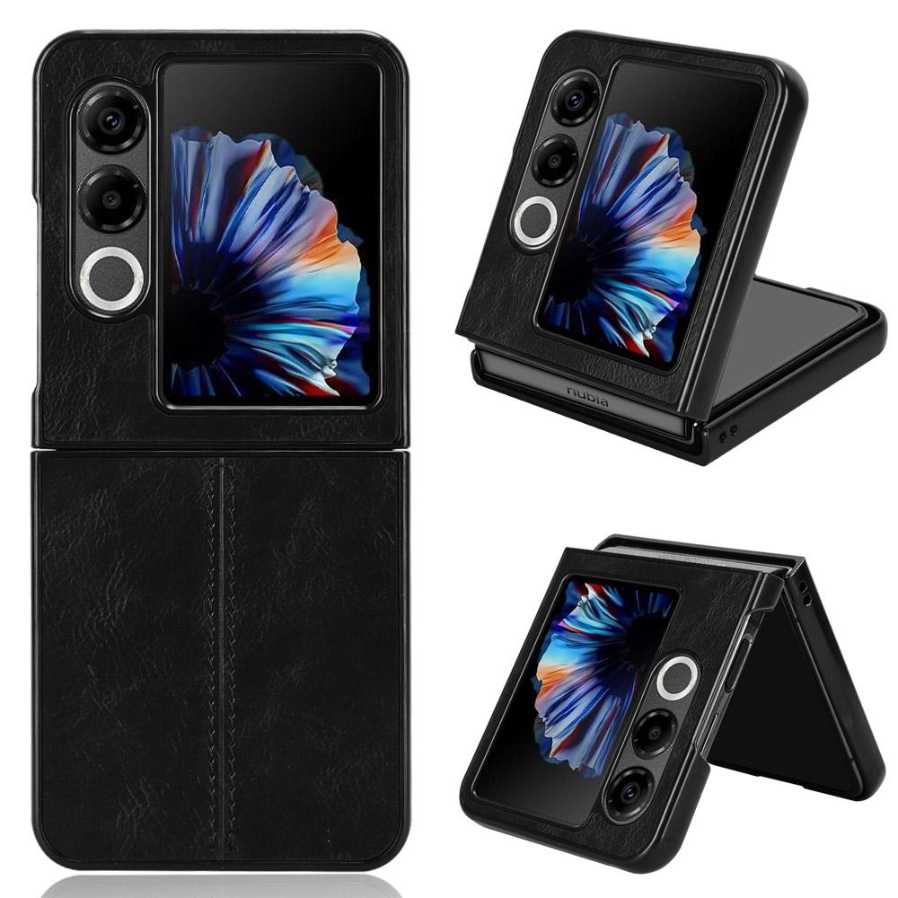 

For ZTE nubia Flip2 5G A404ZT Case Cowhide Texture Leather + TPU + PC Phone Cover Stitching Line A