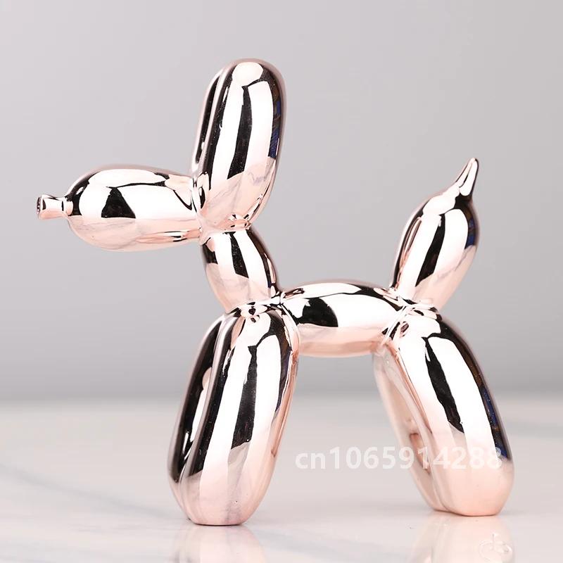 Electroplated Resin Dog Crafts Nordic Balloon Dog Ornament Puppy Sculpture Home Decor Living Room Desktop Modern Animal Statue