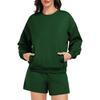 Women's Loose Tracksuit Long Sleeve Sweatshirt Elastic Waist Shorts Casual Loungewear Set