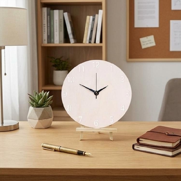 Paint-Your-Own Wood Wall Clock with Blank Round Face and Low-Noise Clock Unit for Family Art and Home Display Use
