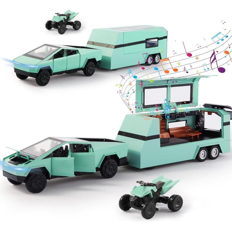 

Cybertruck Toy Сплав Cyber ​​Truck Toy Модель RV Модель квадроцикла Комплект квадроцикла, 1/32 литий під тиском металевий пікап Модель автомобіля зі звуком, світлом і живленням, подарунки на день народження зелений