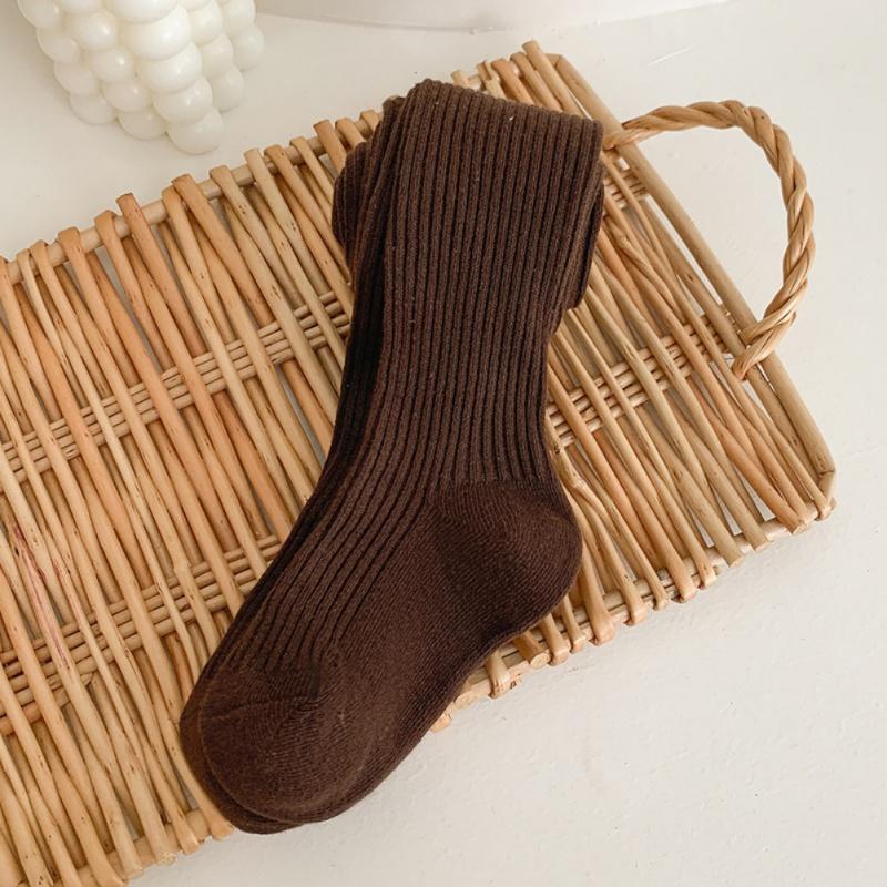 Girls' Pantyhose Children's Leggings Solid Color Vertical Striped Kids Pantyhose