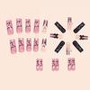 Pink Black False Nails with Star Printed Charming Comfortable To Wear Manicure Nails for Women and Girl Nail Salon
