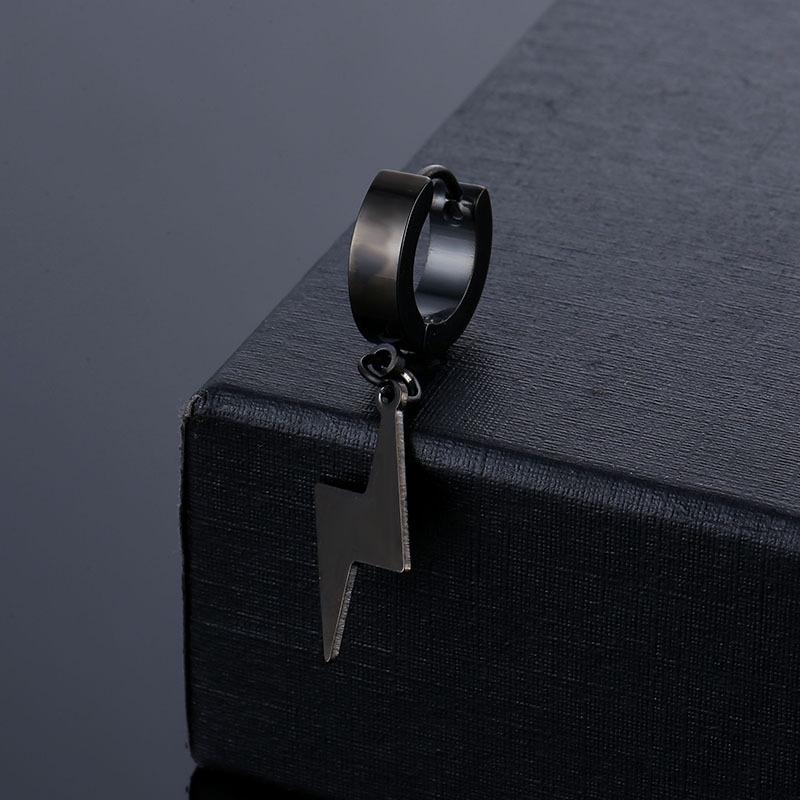 

Trendy Lightning Pendant Titanium Steel Ear Clip for Men Fashion Earring Jewelry 1 pair чорний