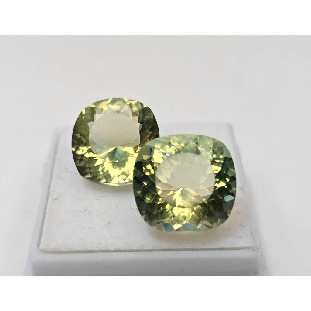 Natural Bi-Color Tourmaline Cushion Cut 8-9 Ct Pair Stunning Certified Gemstone