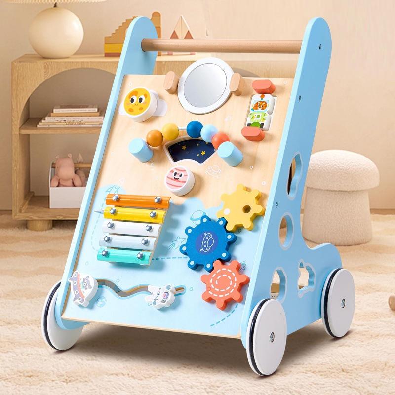 3-in-1 Wooden Baby Walker Stroller and Push Toy for First Steps - Ideal First Birthday Gift