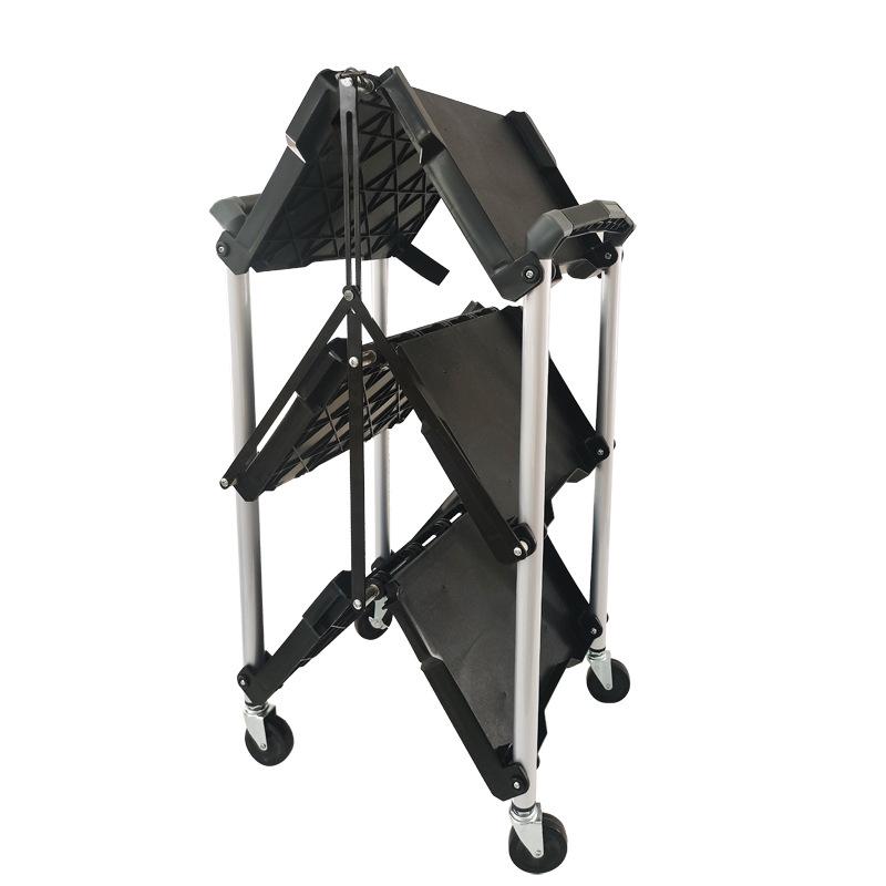 Durable Foldable Tool Cart Trolley for Outdoor Filming with Wheels & Storage Rack