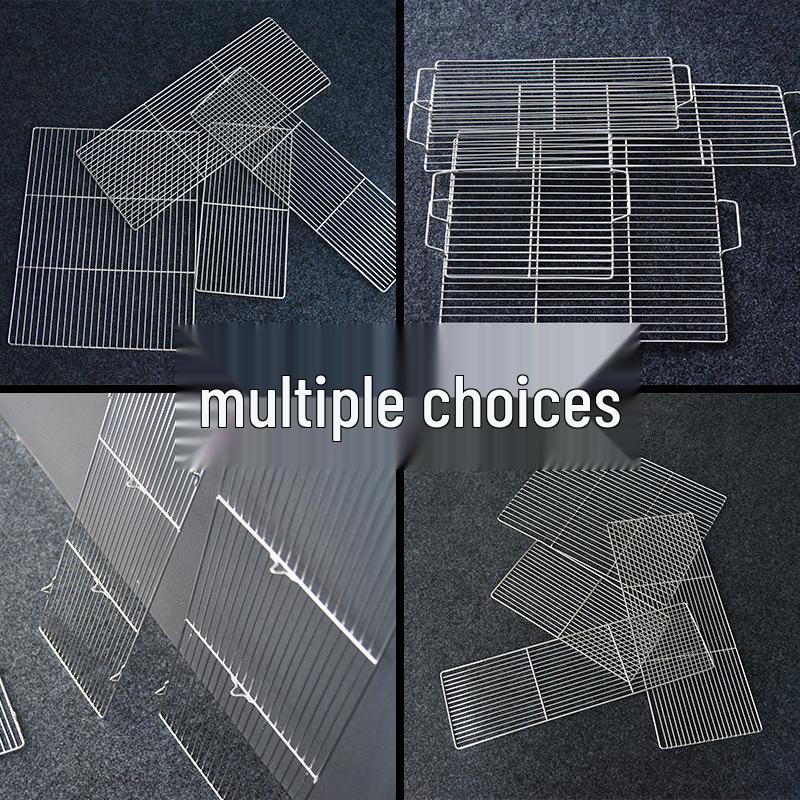 Rectangular 304 Stainless Steel BBQ Grill Net with Legs – Ideal for Draining Water & Oil, Oven Drying & Baking.