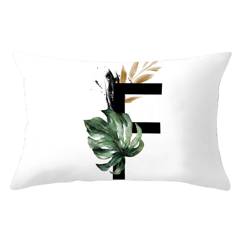 30x50cm 26 Letters Polyester Pillowcase Green Leaves Plant Cushion Cover Living Room Home Decoration Car Waist Throw Pillow Case