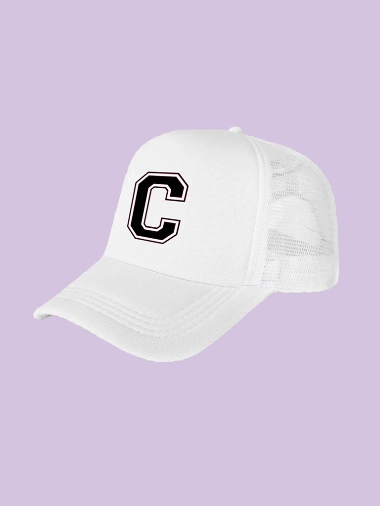 1Pc children's 26 letter printed baseball cap, fashionable sunshade duckbill cap for spring summer, breathable mesh trucker cap