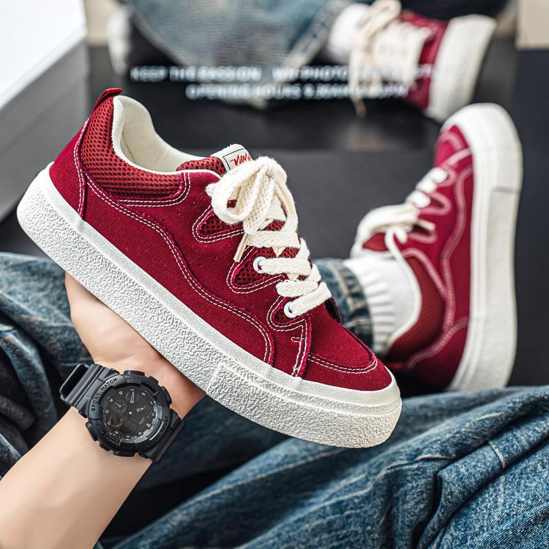 

Мужская обувь модные парусиновые туфли бренд Guochao молодежная обувь новая весна-осень модная обувь повседневная студенческая обувь для скейтборда 44 бордовый