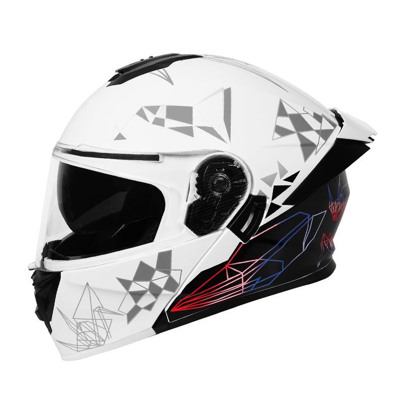 3C Certified Flip-up Dual Visor Full Face Helmet for Men and Women - All Seasons