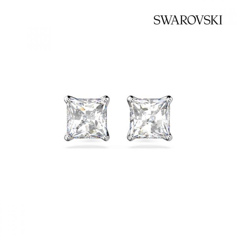 Swarovski [authentic Shopping Bag Gift] Rhodium Stud Earrings 5430365