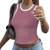 Spring 2025 Summer Cross-Border European and American Y2g Sexy Sweet and Spicy Style Knitted Stripes Contrast Color Top Vest Bottoming Shirt