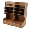 Wooden Desk Organizer Multi Functional DIY Pen Holder Box Desktop Stationary Easy Assembly Home