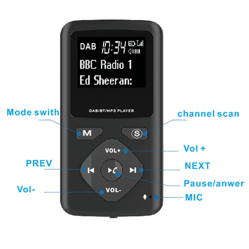 LCD Display Personal Mini Digital FM Radio Lanyard Portable Digital FM Radio Bluetooth-compatible 4.0 Earphone MP3 Radio