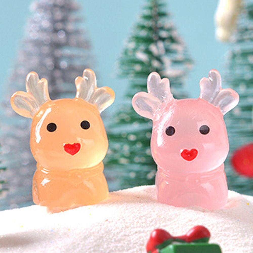 20pcs Resin Crafts Elk Miniature Figurines Cartoon Small Deer Statue Christmas Gift