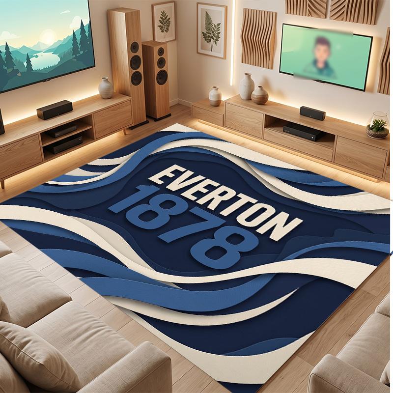 Tappeto in Velluto di Cristallo con Stampa Calcio Everton, Comodo Assorbente d'Acqua Antiscivolo Tappeto per Pavimenti Interni